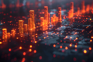 Obraz premium Vibrant City Lights Illuminating the Night Sky