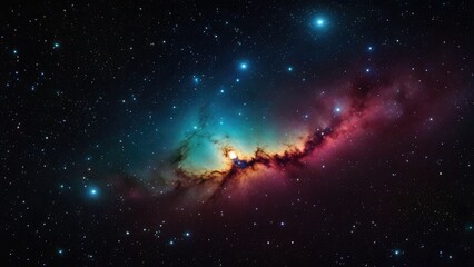 Obraz premium A high quality stock photograph of a beautiful colorfull universe with stars on a dark theme or background
