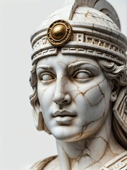Marble statue of an ancient Greek goddess athena on plain white background. Sculpture photography from Generative AI