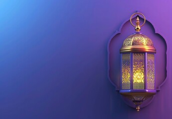 Eid Mubarak and Ramadan Kareem traditional Islamic festivals religious social media banner with Islamic Lanterns 