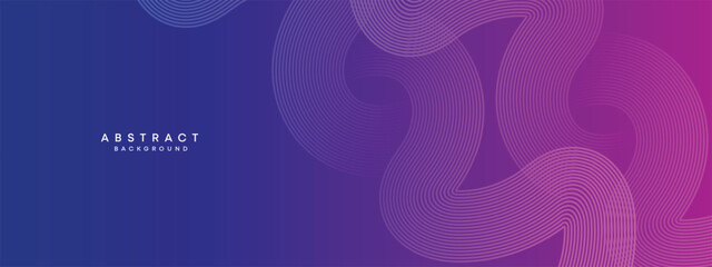 Blue, purple gradient abstract waving circles lines Technology web banner background. Modern magenta, pink gradient with glowing lines and shiny geometric diagonal shape for brochure, cover, header