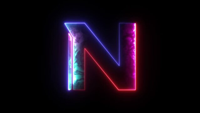 Glowing neon blue and purple alphabet "N" icon. Glowing alphabet N icon, glowing letter, Educational concept with neon letter