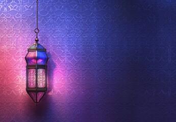 Eid Mubarak and Ramadan Kareem traditional Islamic festivals religious social media banner with Islamic Lanterns 