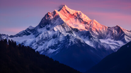 Enthralling Twilight Tranquility: A Picturesque Panorama Of The Majestic Mountain Landscape