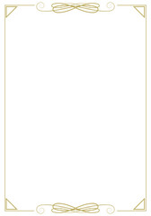 Vintage gold frame with elegant elements and corners on a white background. Vector illustration