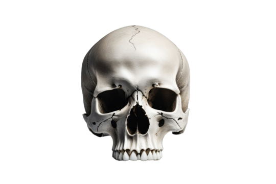 a high quality stock photograph of a single skull head isolated on a white background