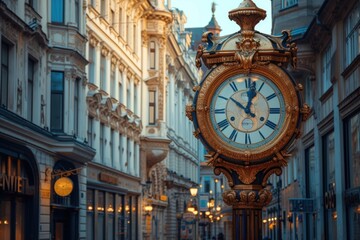 Fototapeta na wymiar City Clock in the Central Square