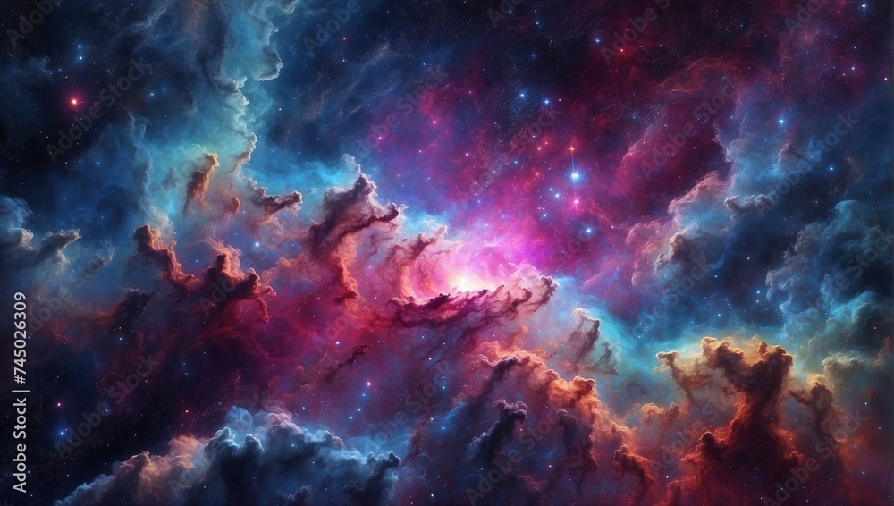 Wall mural beautiful colorful nebula views made by ai generative