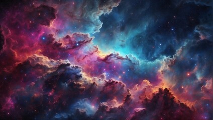 Fototapeta na wymiar beautiful colorful nebula views made by AI generative