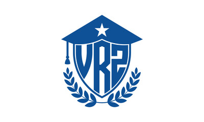 VRZ three letter iconic academic logo design vector template. monogram, abstract, school, college, university, graduation cap symbol logo, shield, model, institute, educational, coaching canter, tech