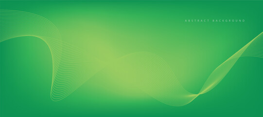 Abstract green gradient background with wavy lines