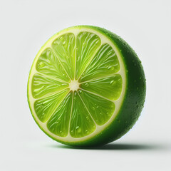 green lime slice isolated on white background