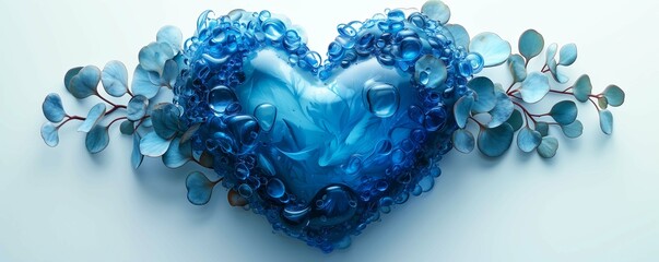 Illustration blue heart for a more sustainable future  - obrazy, fototapety, plakaty