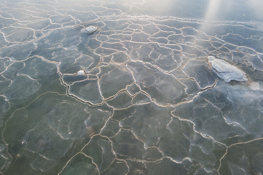 Photo background texture, frozen Baltic sea. Drone air photo.