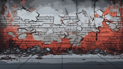 Blank brick wallpaper with highly detailed comic style.