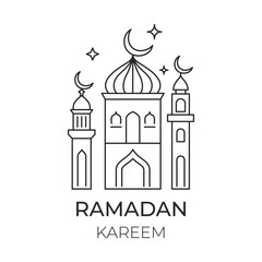 Ramadan Kareem. Islamic ramadan logo with minimalist line icon style. Vector