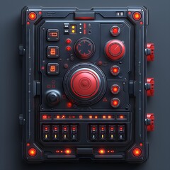 Device With Sensors And Red Buttons. Illustration on the theme of technology and computer games. Generative AI