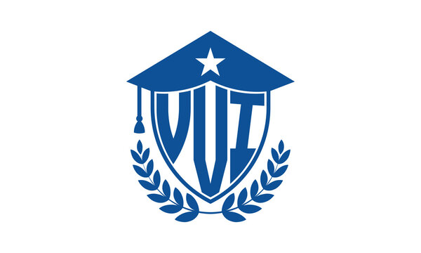 VVI three letter iconic academic logo design vector template. monogram, abstract, school, college, university, graduation cap symbol logo, shield, model, institute, educational, coaching canter, tech