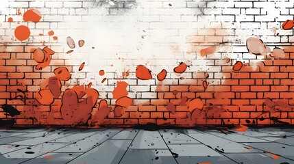 Blank brick wallpaper with highly detailed comic style.