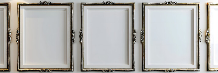 Blank decorative art frame gallery mock-up, poster frames close up