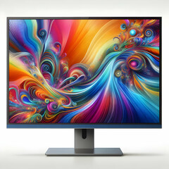 monitor with rainbow colors.  monitor, screen, tv, computer, display, television, lcd, flat, technology, plasma, 3d, video, wide, equipment, led, pc, desktop, vector,Ai generated 