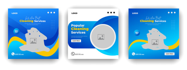 Home cleaning service or Reliable clean flyer and social media post design template