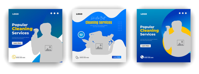 Home cleaning service or Reliable clean flyer and social media post design template