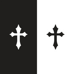 Christian cross vector symbol flat and outline style
