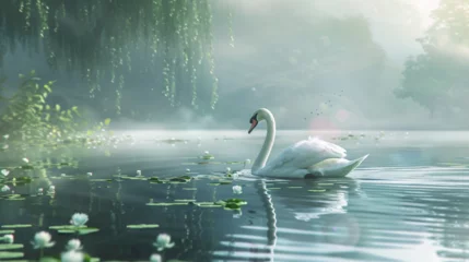 Küchenrückwand glas motiv swan on the lake © shanii