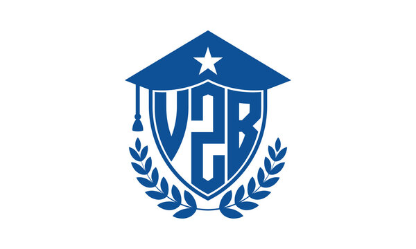 VZB three letter iconic academic logo design vector template. monogram, abstract, school, college, university, graduation cap symbol logo, shield, model, institute, educational, coaching canter, tech