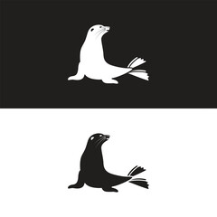 Sea lion silhouette isolated. vector illustration