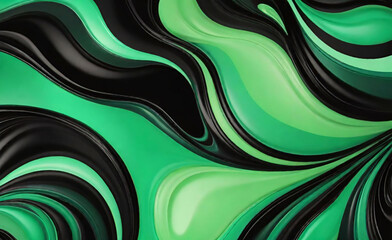 Patrón de líneas de onda 3D curva suave que fluye luz de gradiente verde azul dinámica aislada sobre fondo negro para tecnología conceptual, digital, comunicación, ciencia.