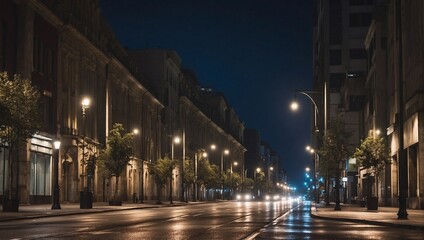 quiet urban scene at night made by AI generative