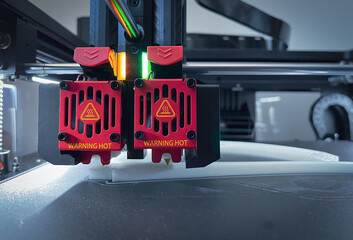 Three dimensional 3d printer working in a object - 745034721