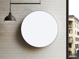 Round Sign Mockup With Blank Screen