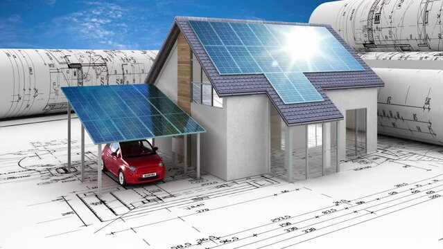 Construction planning: solar supply system for house and carport