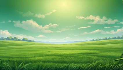 Fototapeta na wymiar photo of a beautiful green meadow made by AI generative