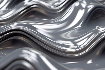 Geometric stripes similar to waves. Abstract  silver    glowing crossing lines pattern,  generated by AI. 3D illustration