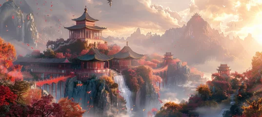 Fotobehang Chinese architecture banner background for design © MaiHuong Studio