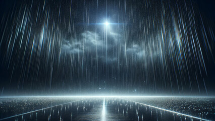 Photorealistic Heavy Rainfall Against Dark Night Sky