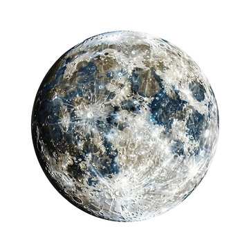 A realistic image of the full moon with its craters and shadows