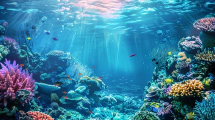 Foto op Plexiglas Dive to see beautiful coral reefs in the deep sea © Itsaraporn