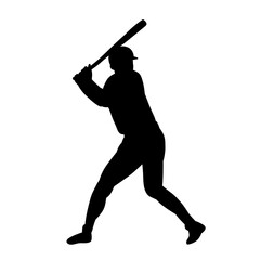 silhouette of a man playing baseball, on a white background vector