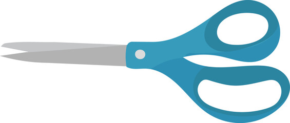 blue scissors in flat style, isolated on white background vector