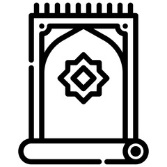 prayer rug. vector single icon with a dashed line style. suitable for any purpose. for example: website design, mobile app design, logo, etc.
