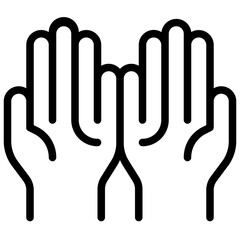 praying hands. vector single icon with a dashed line style. suitable for any purpose. for example: website design, mobile app design, logo, etc.