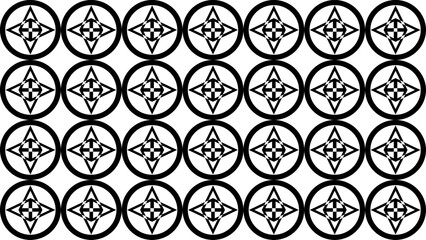 Seamless pattern with geometric figures in black and white colors.