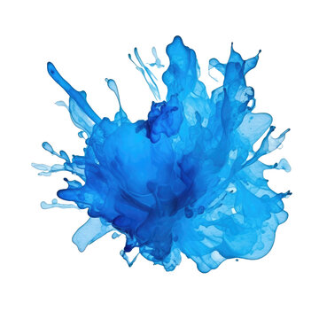 Blue watercolor stains isolated on transparent a white background 