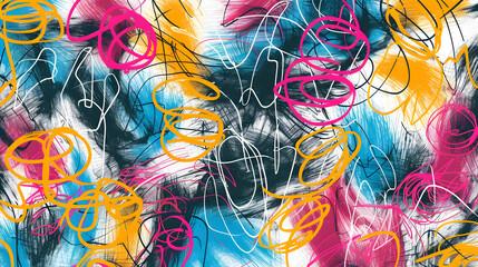 Charcoal pencil curly lines, squiggles and shapes. Grunge pen scribbles collection. Hand drawn vector pencil lines and doodles. Bright color charcoal or chalk drawing. Rough crayon strokes - obrazy, fototapety, plakaty