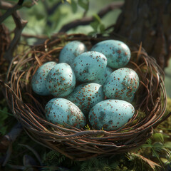 Naklejka na ściany i meble robin eggs in a nest
